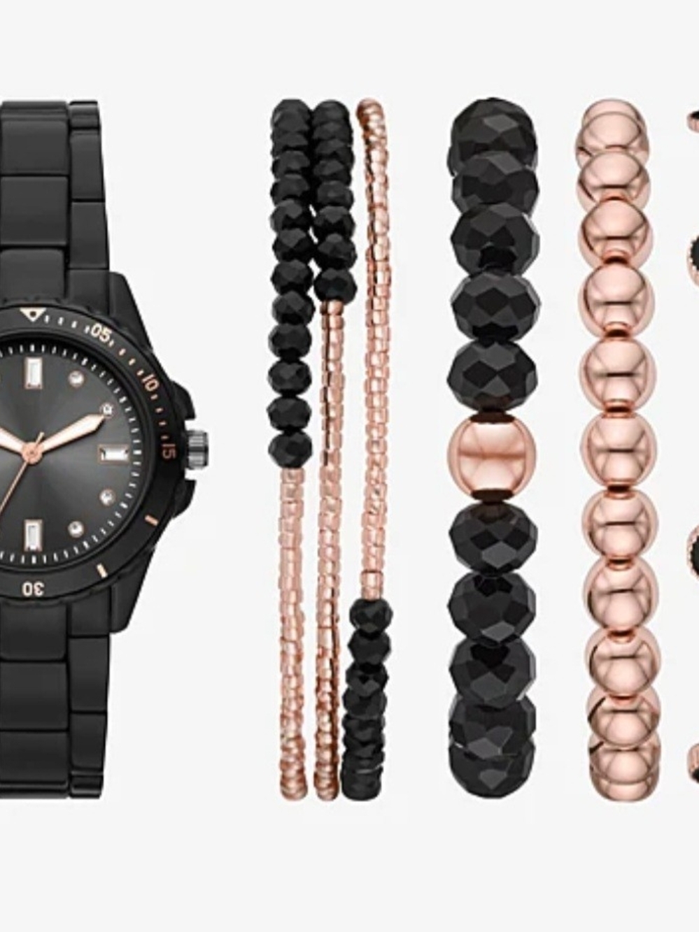 Ladies Boxed Sets Womens Crystal Accent Black 5-pc. Watch Boxed Set New $22